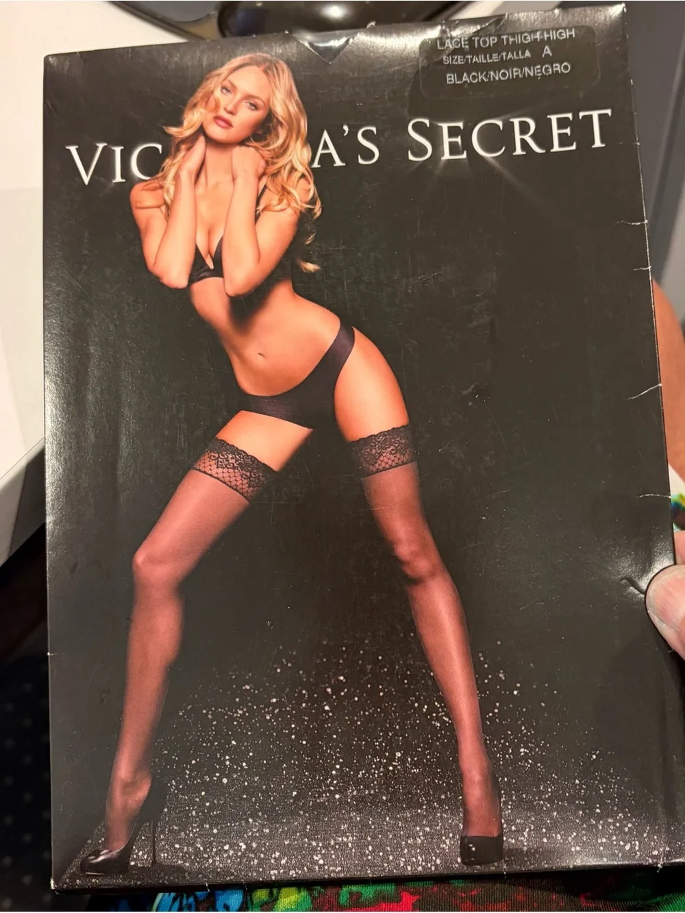 Victoria's Secret Black Lace-Top Thigh-Highs New! Y2K Era, Size A (see chart)